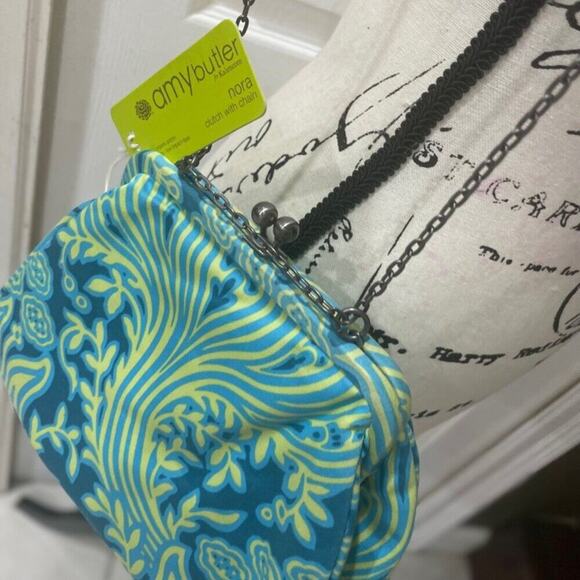 AMY BUTLER NORA CLUTCH BAG KISSLOCK METAL STRAP 100% ORGANIC COTTON VERSATILE - Picture 4 of 16